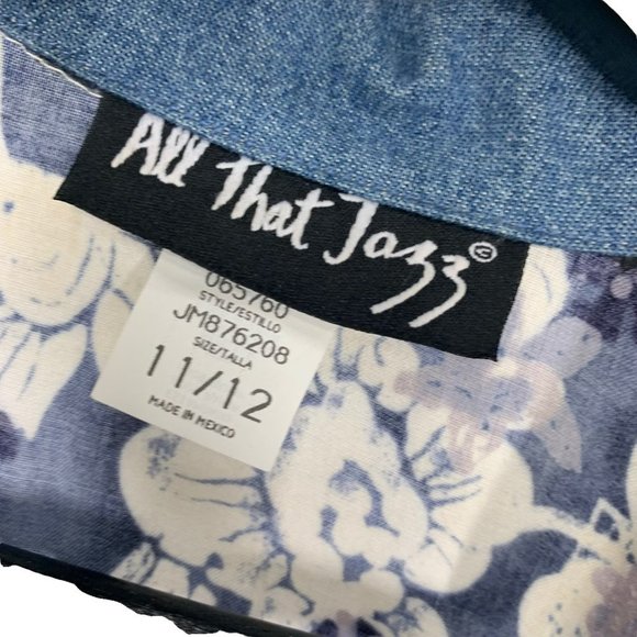 Vintage 90s Blue White Sleeveless Flora Collared Button Up Full Length Dress Lar - Picture 4 of 9